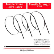 100 Pcs Heavy Duty 304 Stainless Steel Zip
